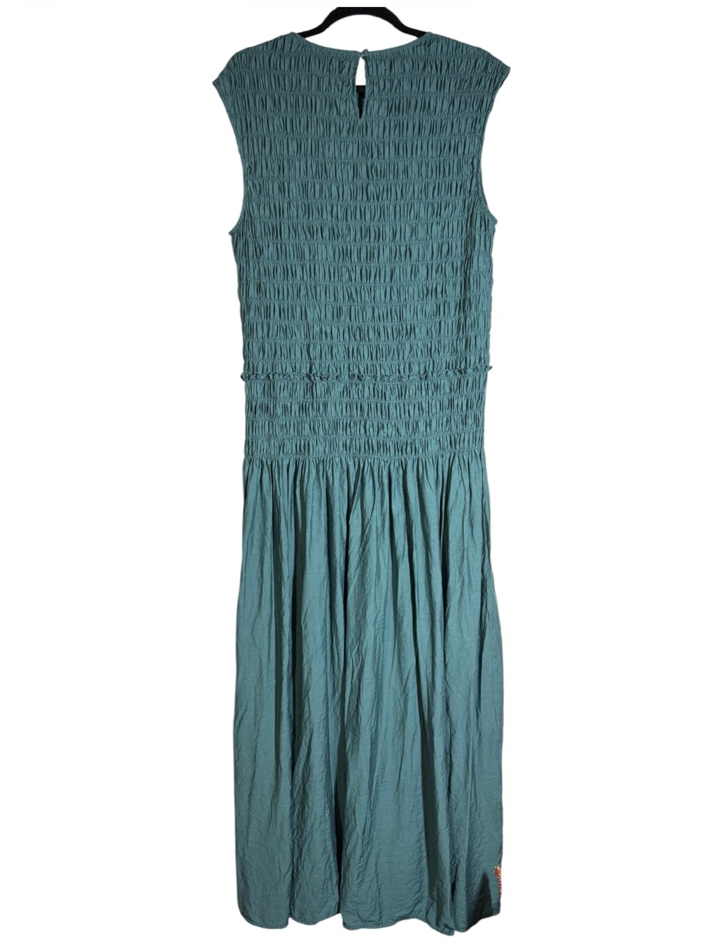 Banana Republic Smocked Bodice Maxi Dress Linen Thermal Spring Blue Size XL TALL - Picture 3 of 10